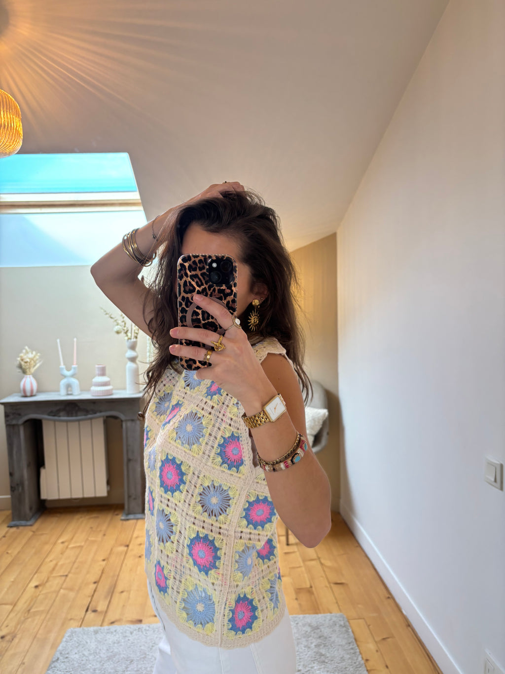 Top crochet Boho - Jaune