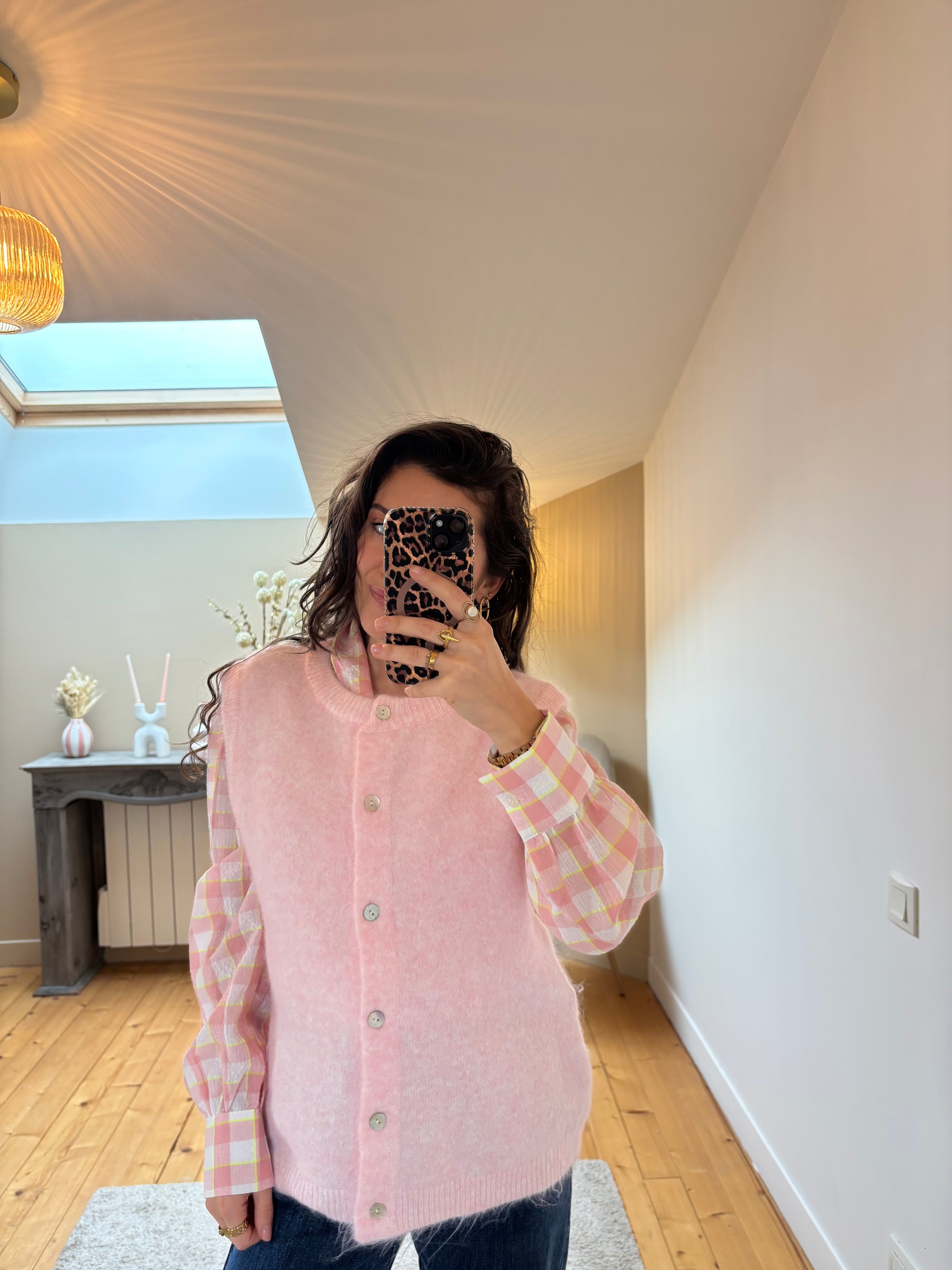 Gilet sans manches Lalie - Rose