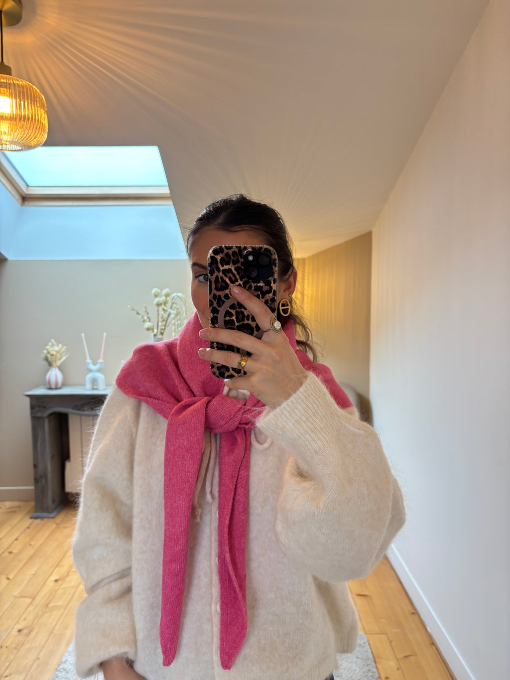 Foulard triangle Simon - Fushia