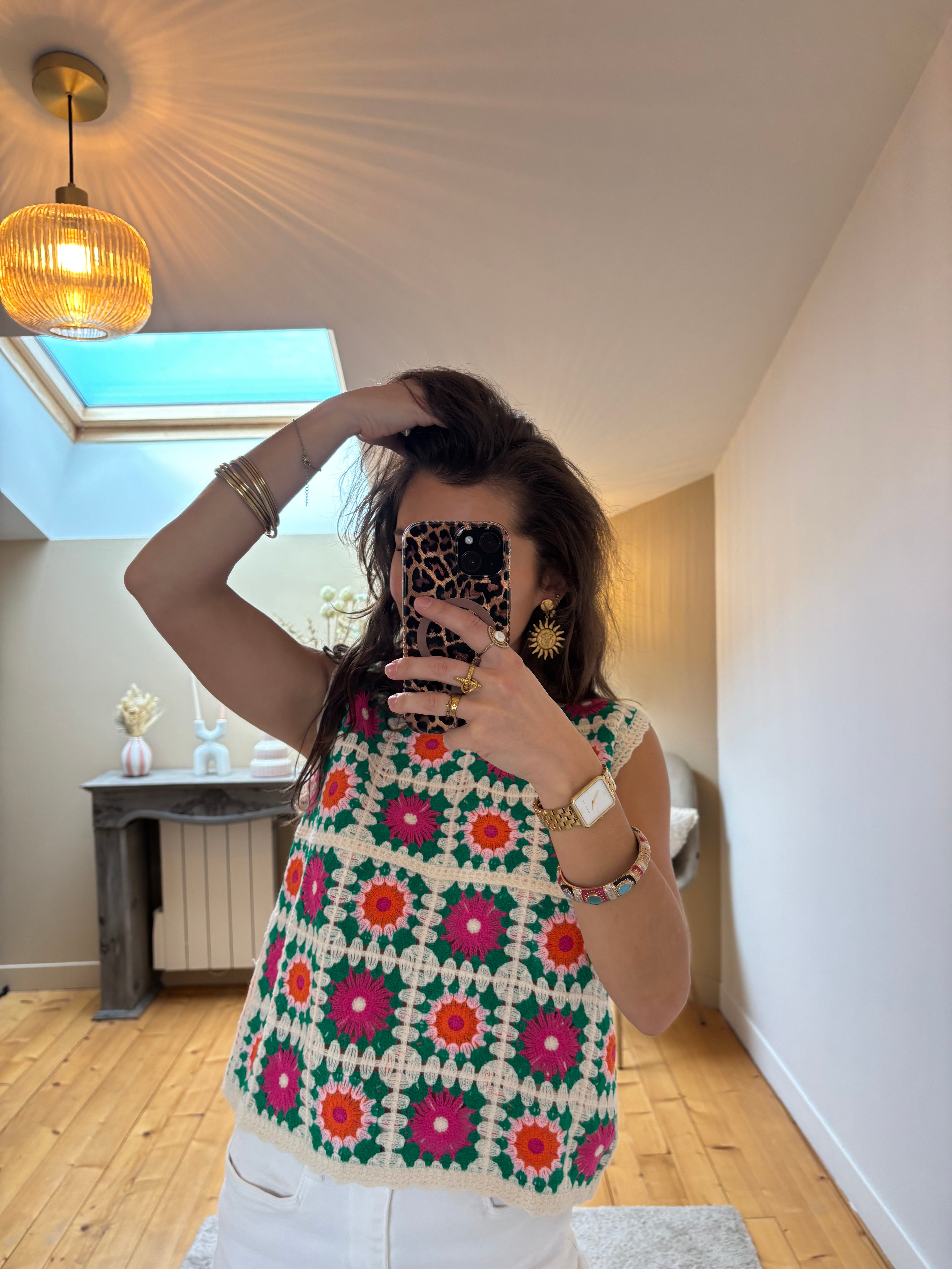 Top crochet Boho - Vert