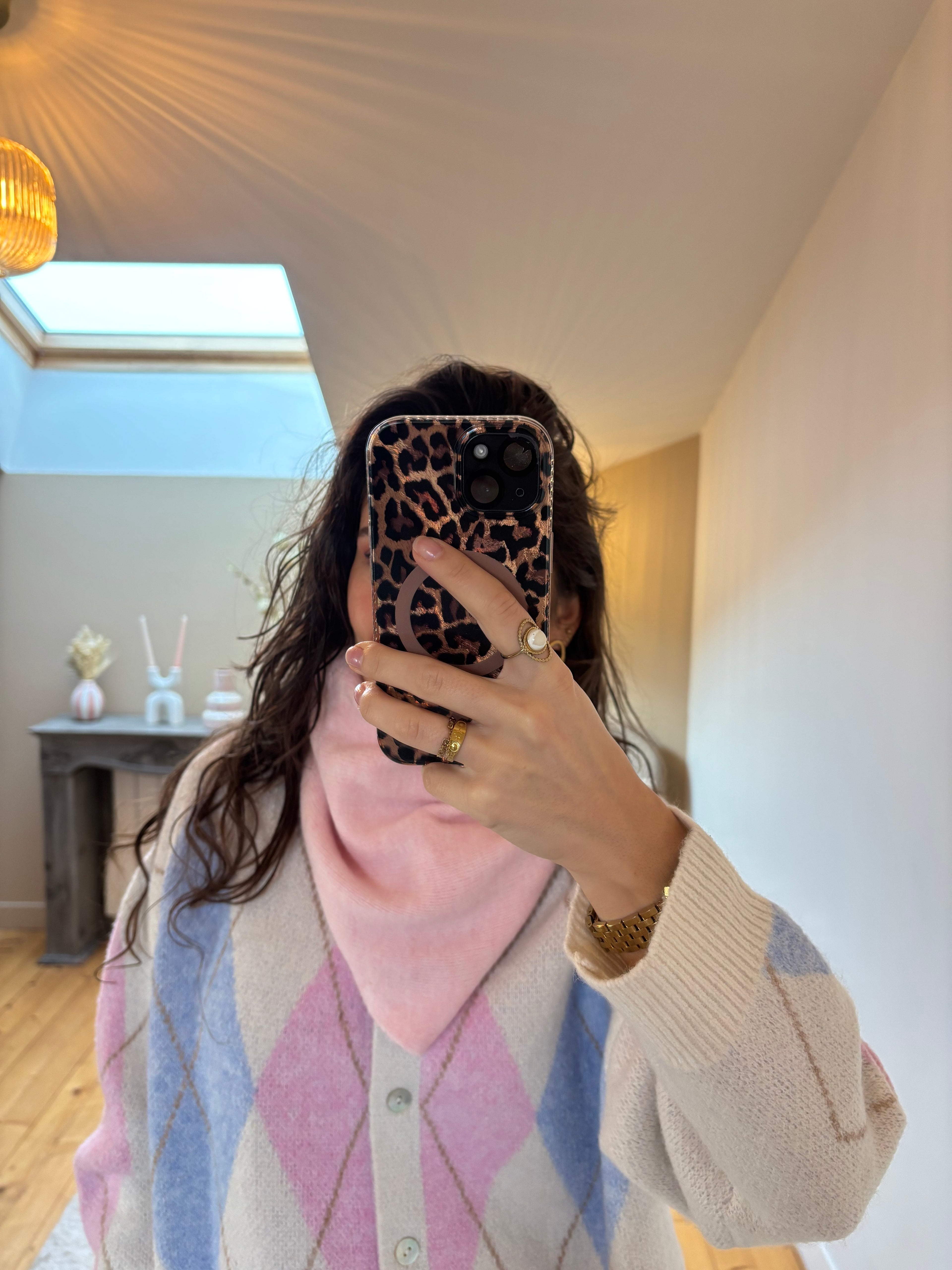 Foulard triangle Simon - Rose