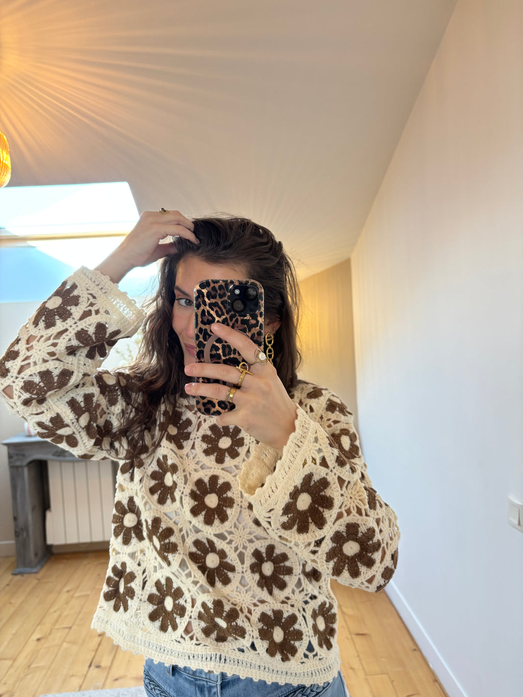 Pull crochet Lison - Chocolat