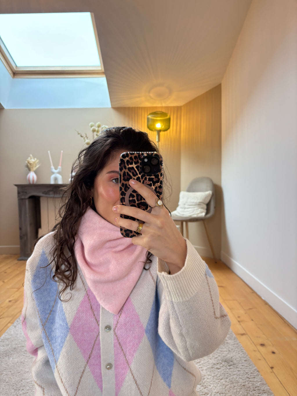 Foulard triangle Simon - Rose