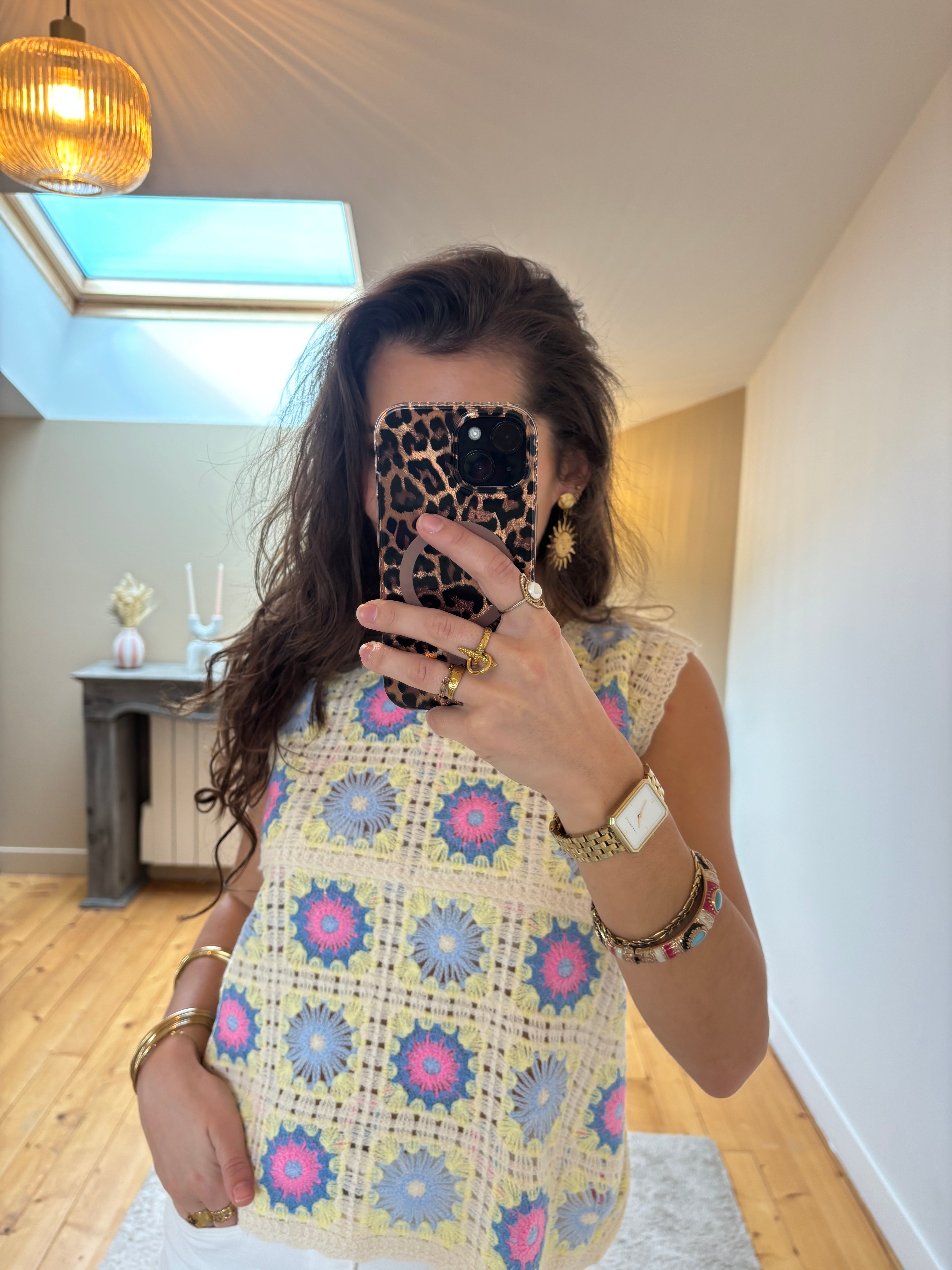 Top crochet Boho - Jaune