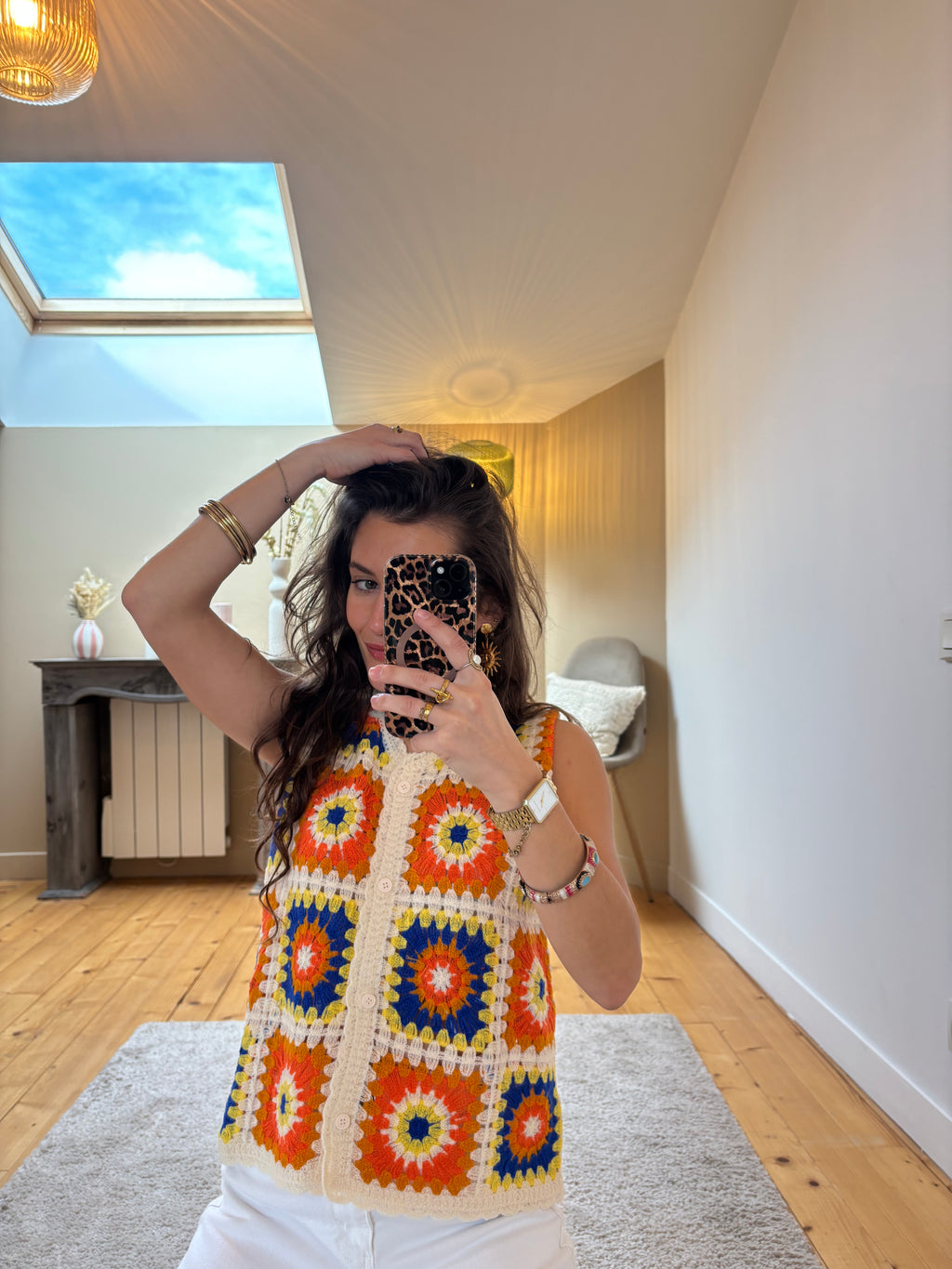 Top crochet Sienna - Bleu