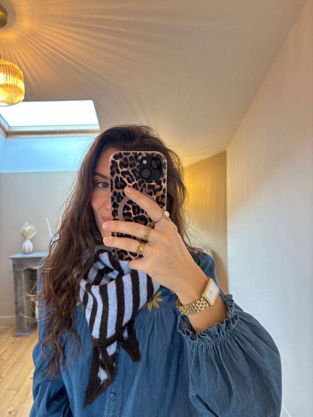 Foulard triangle Basile - Bleu ciel