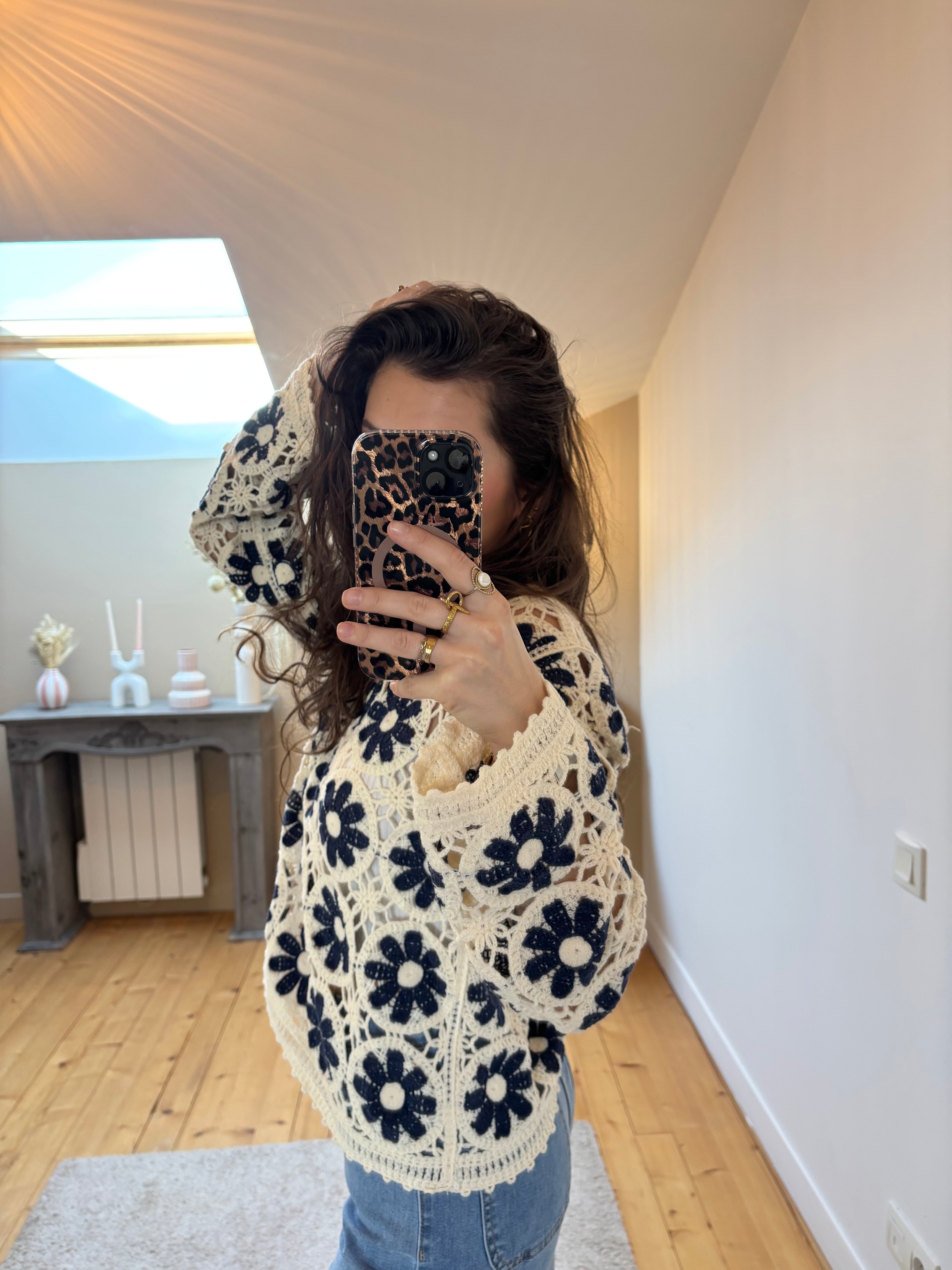 Pull crochet Lison - Bleu