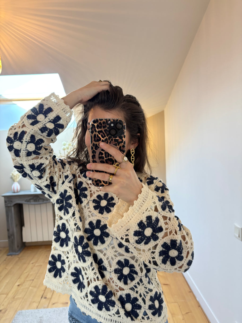 Pull crochet Lison - Bleu