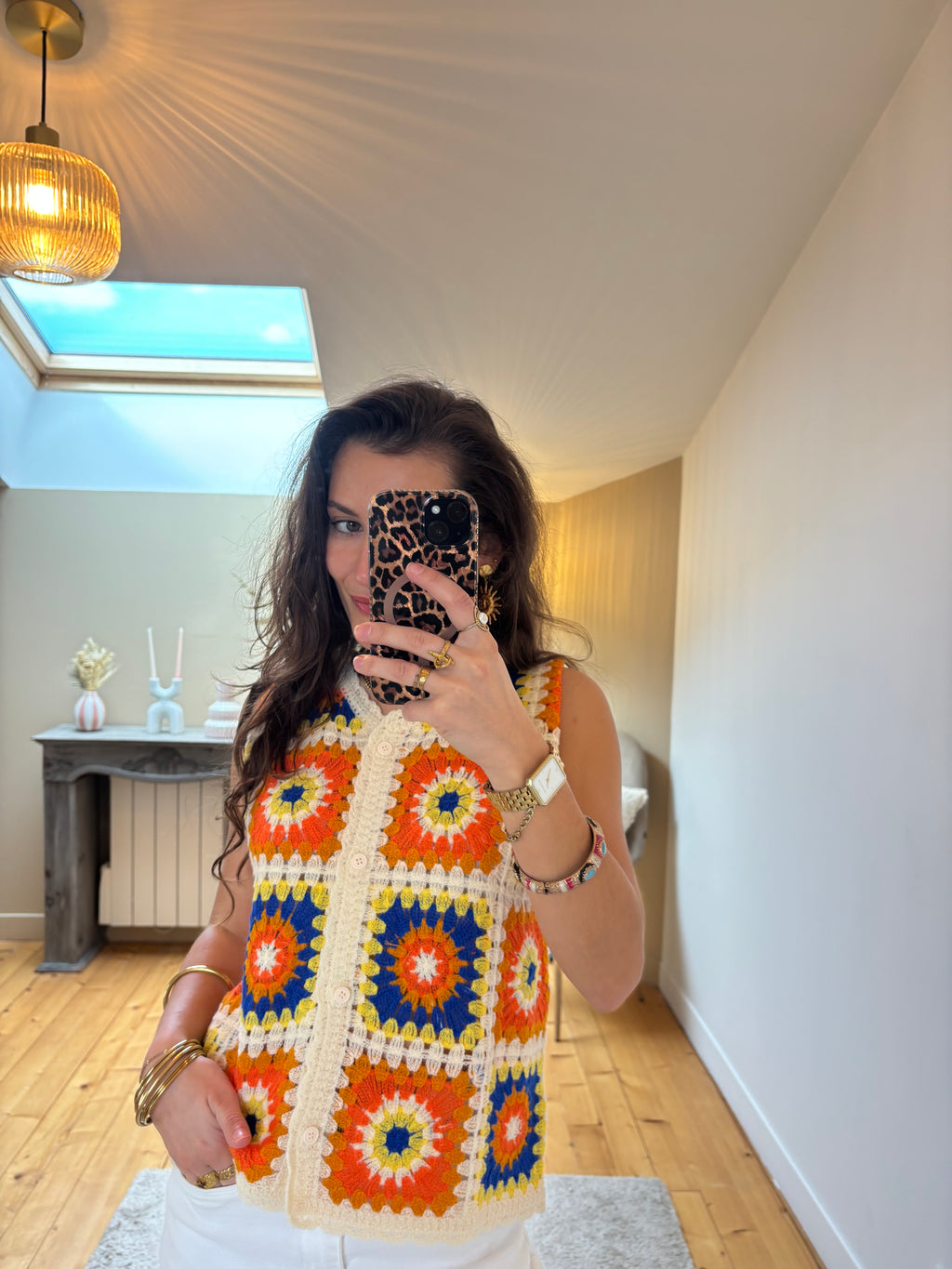 Top crochet Sienna - Bleu