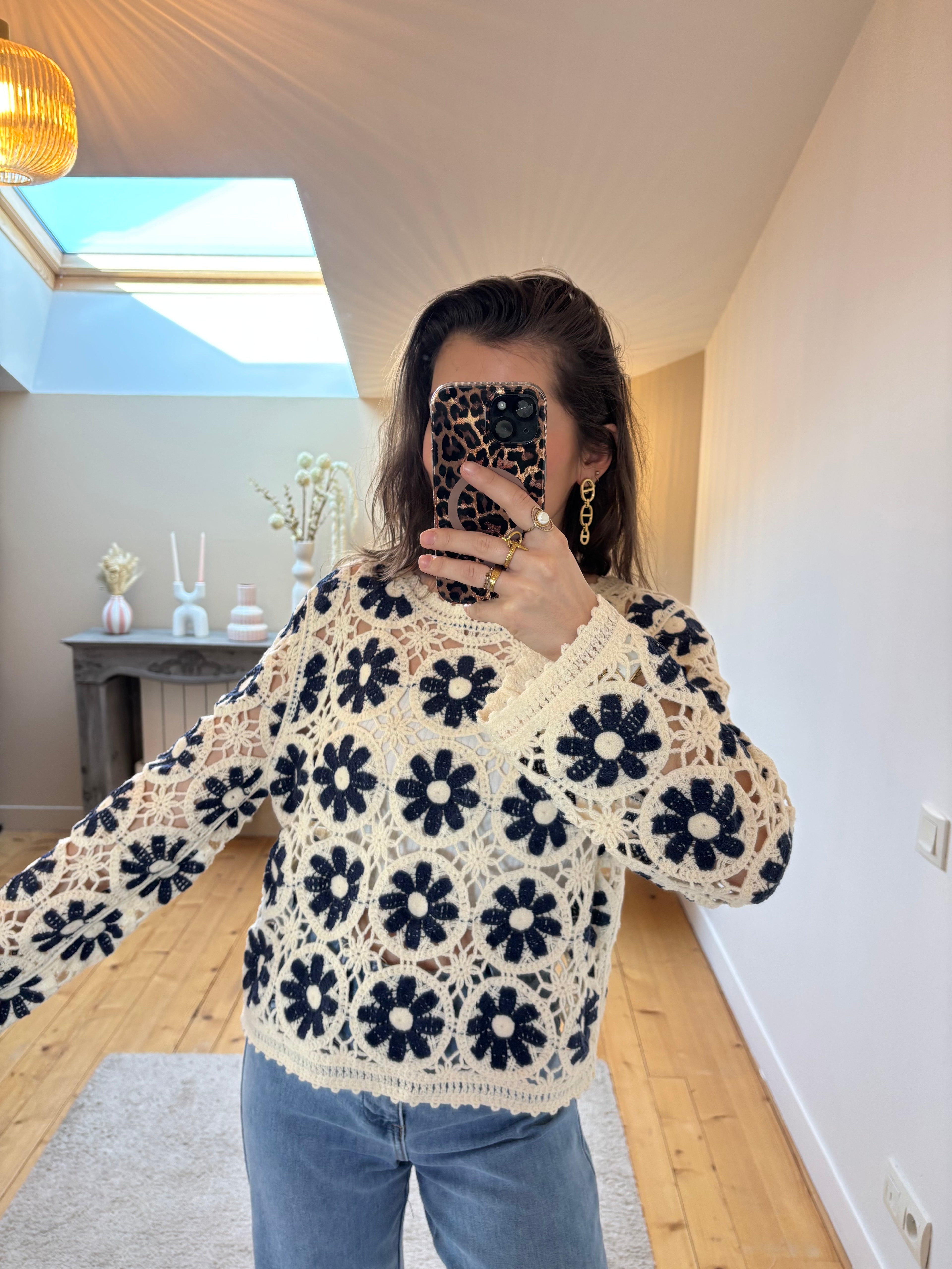 Pull crochet Lison - Bleu