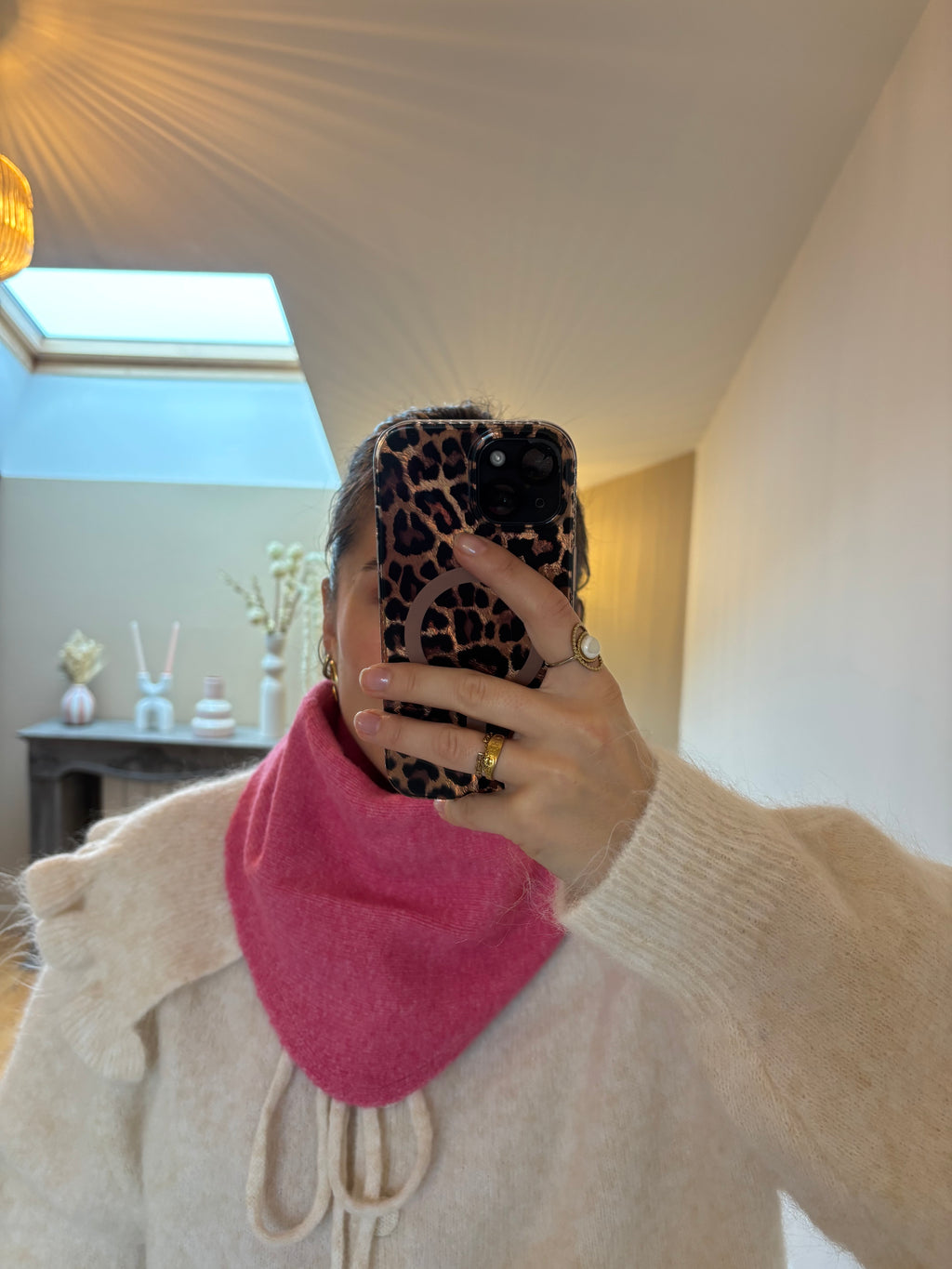 Foulard triangle Simon - Fushia