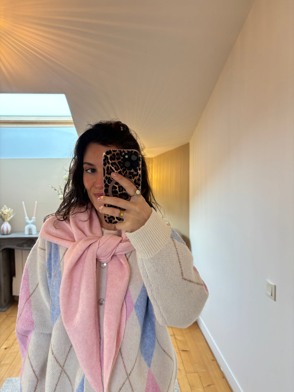 Foulard triangle Simon - Rose