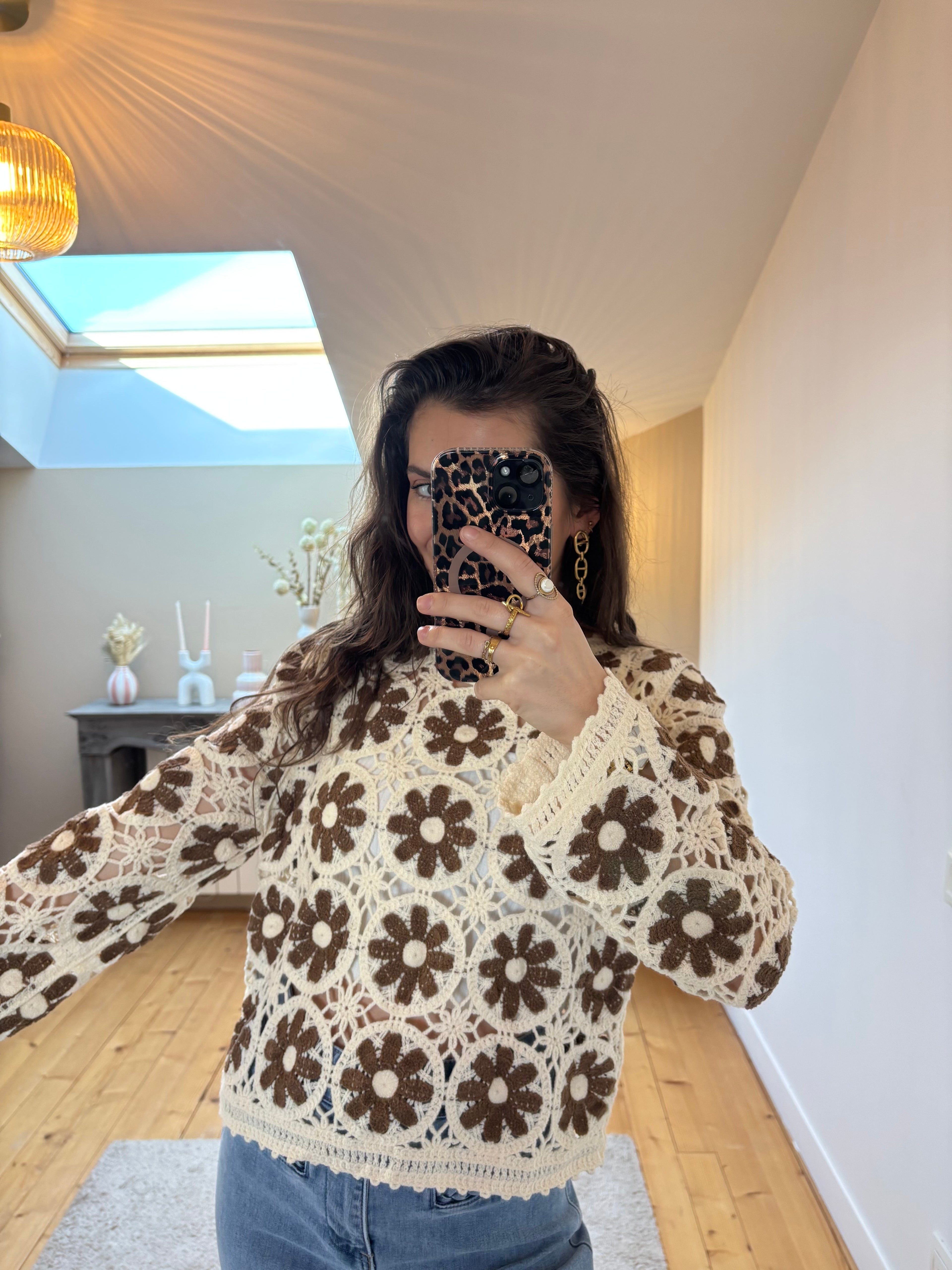 Pull crochet Lison - Chocolat