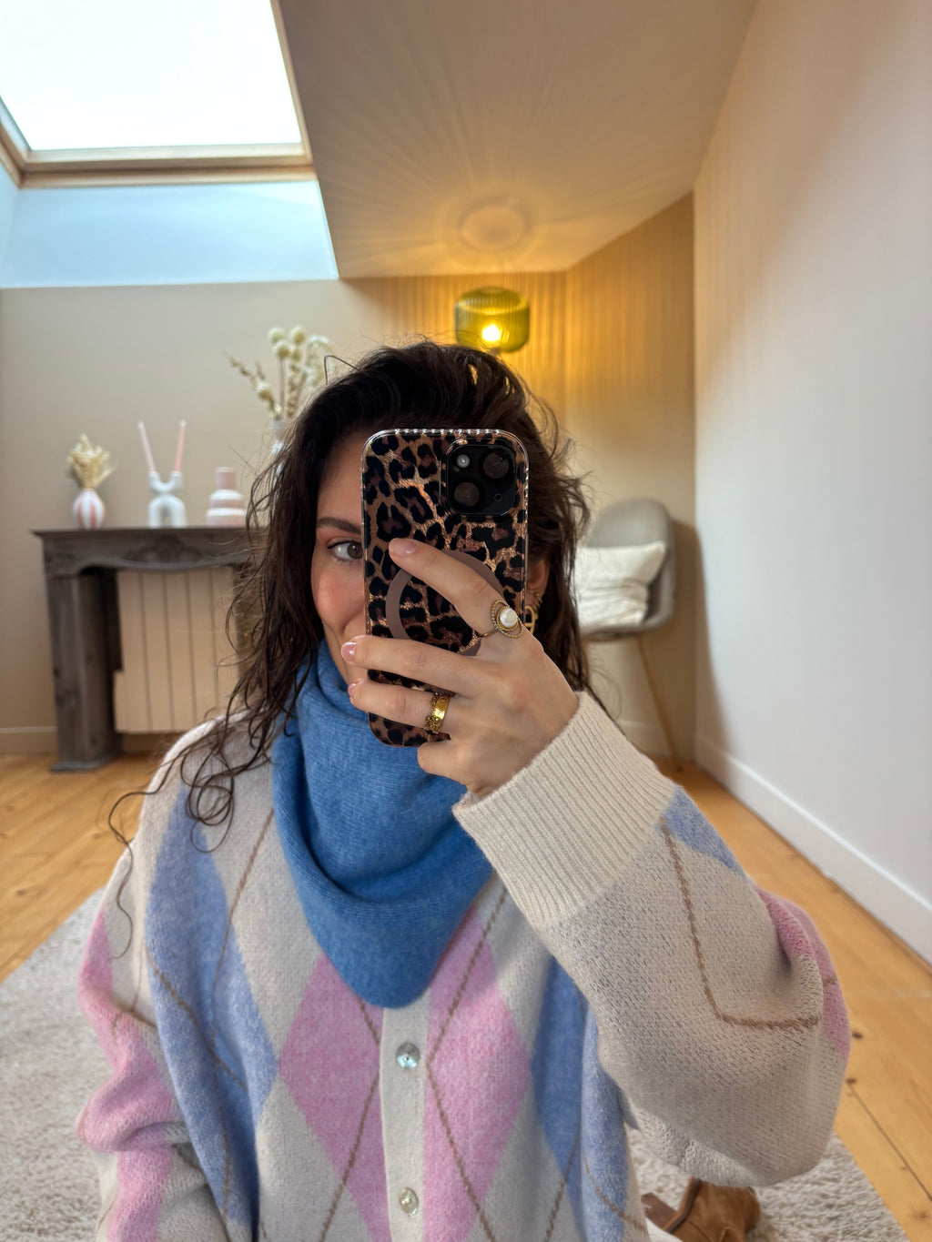 Foulard triangle Simon - Bleu royal