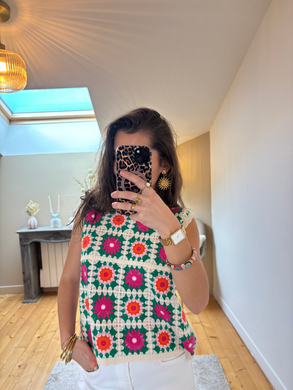 Top crochet Boho - Vert