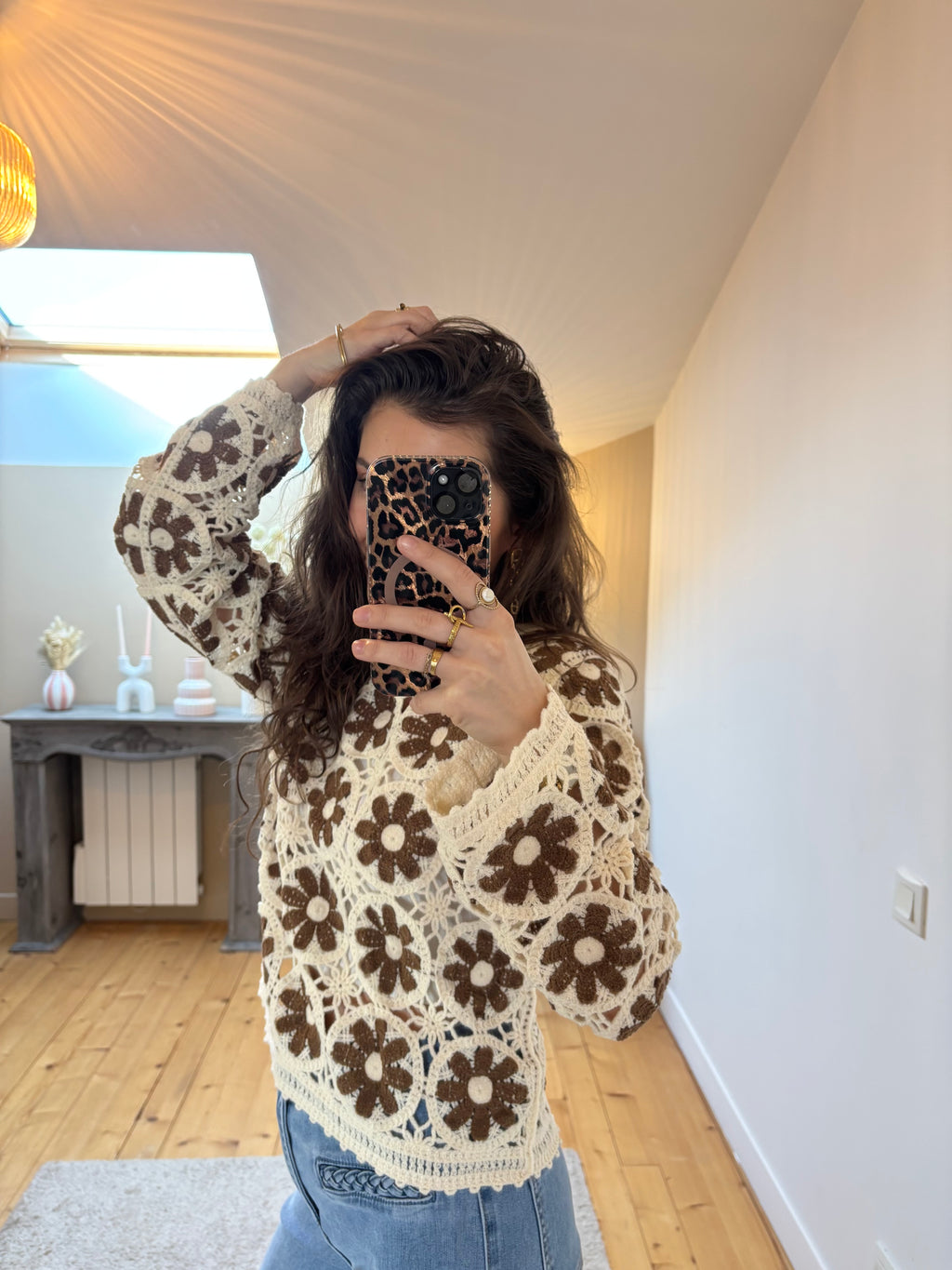 Pull crochet Lison - Chocolat