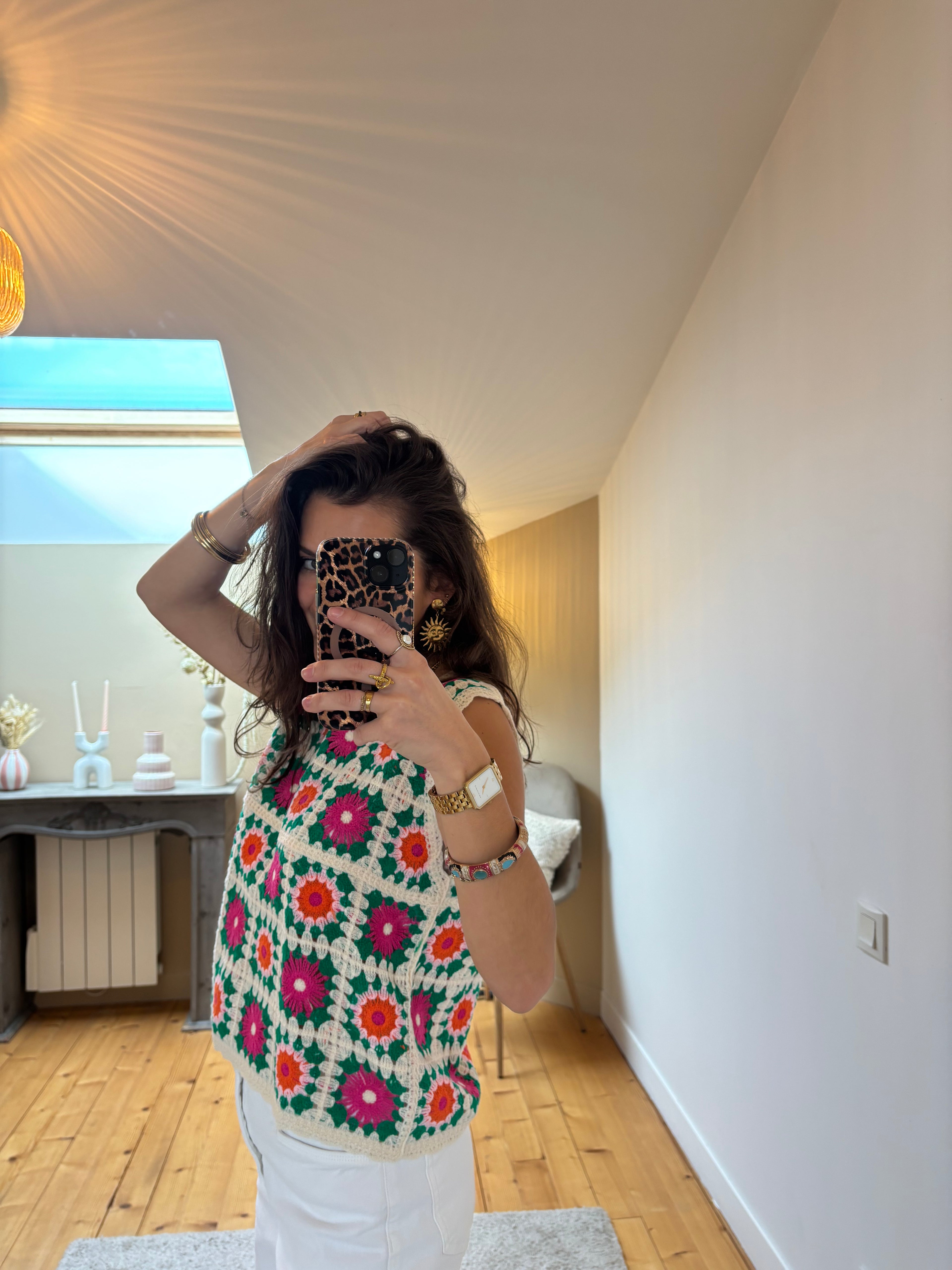 Top crochet Boho - Vert