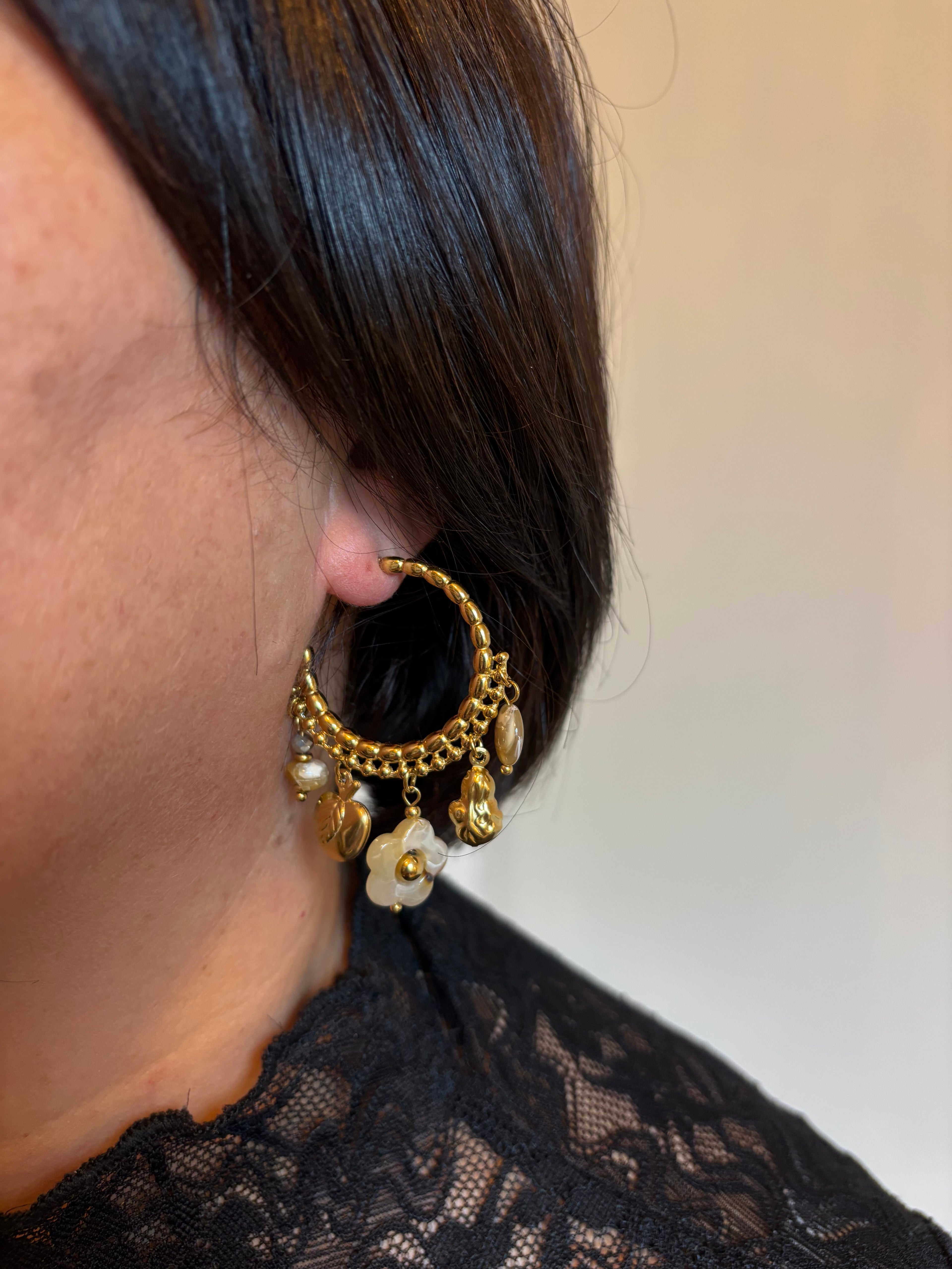 Boucles d'oreilles Louisa - Taupe