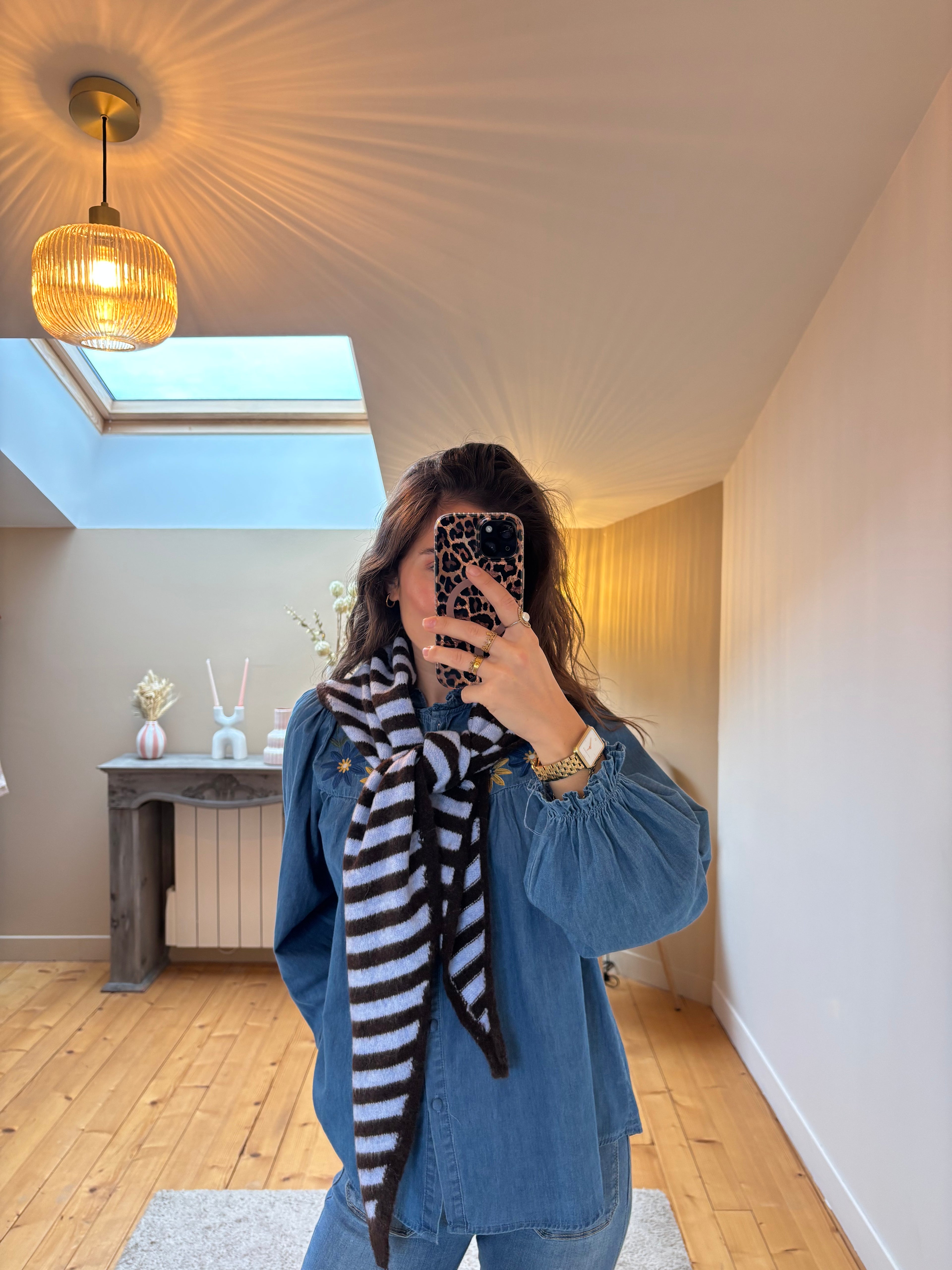 Foulard triangle Basile - Bleu ciel